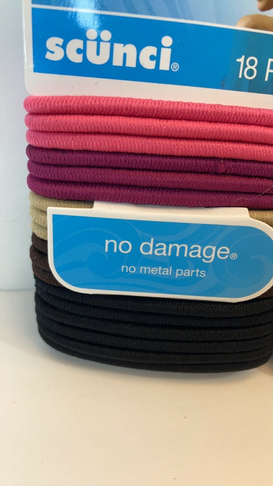 Scunci Hair Ties Ponytail Elastics No Metal Pink Tan Brown Black 3