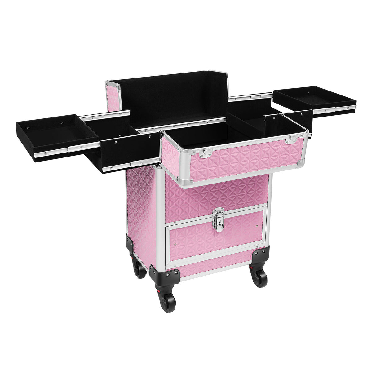 Rolling Makeup Train Case Cosmetic Organizer with Wheels & Storage