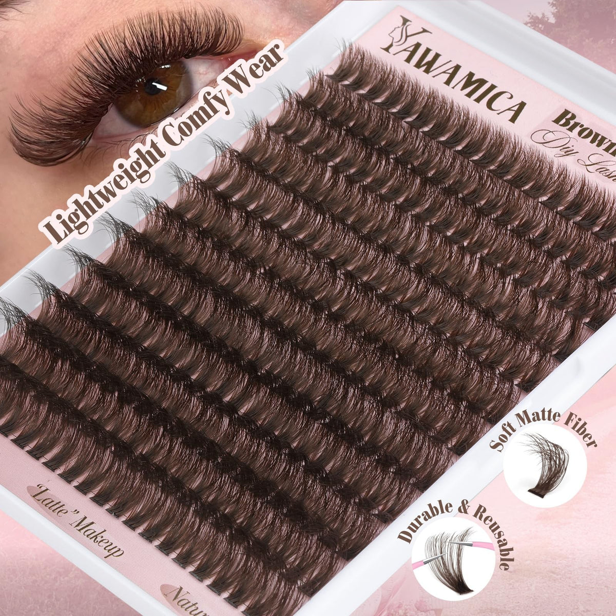 Dark Brown Lash Clusters 80D Fluffy Wispy Volume DIY Eyelash Extensions 240 Count