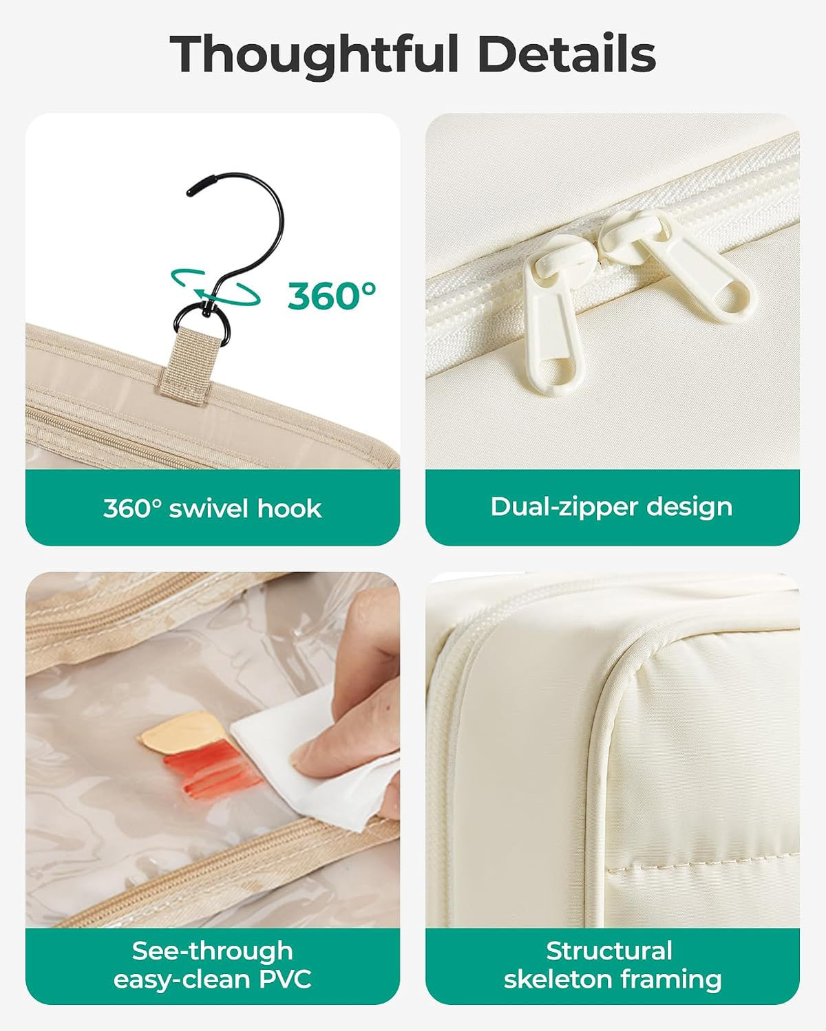 Travel Toiletry Bag for Women - Hanging Puffy Makeup & Organizer