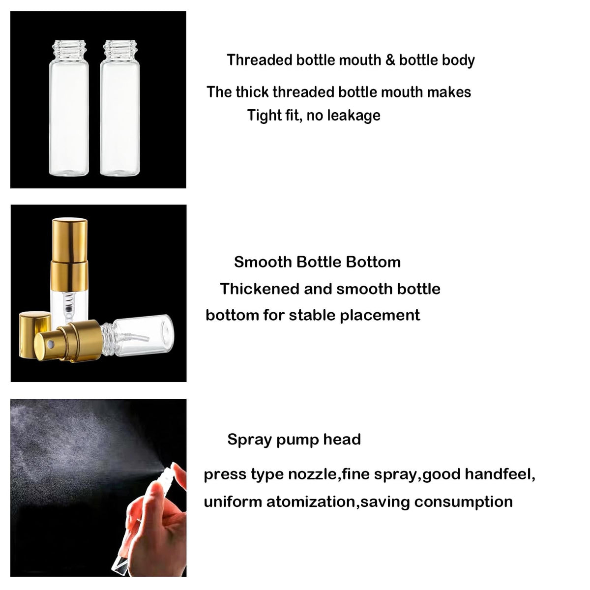 3ml Clear Glass Mini Spray Bottle Set – Refillable Empty Sample Bottles