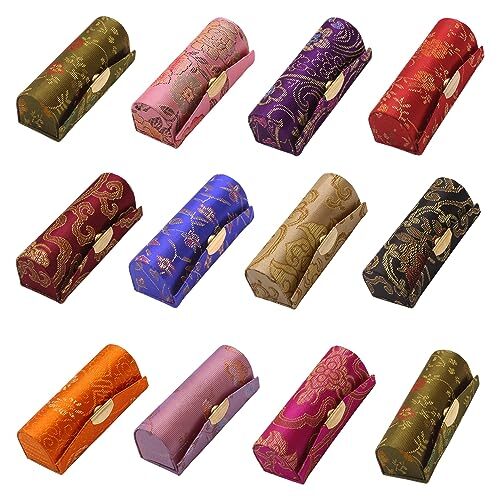 12 Pack Floral Lipstick Cases with Mirrors Travel Makeup Organizer