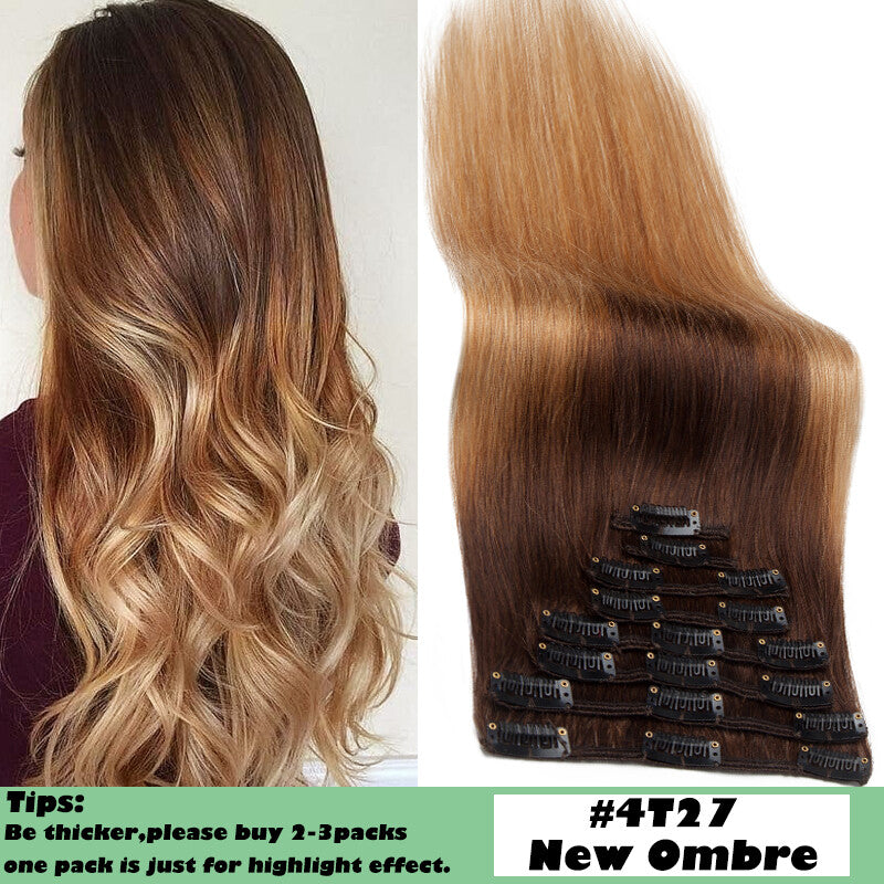 Clip In Human Hair Extensions Full Head Set - Remy, Long & Short Styles