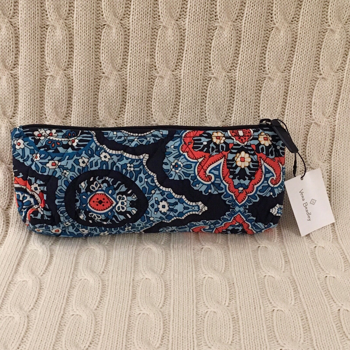 Vera Bradley Marrakesh Blue Orange Cosmetic Bag & Pencil Case - NWT