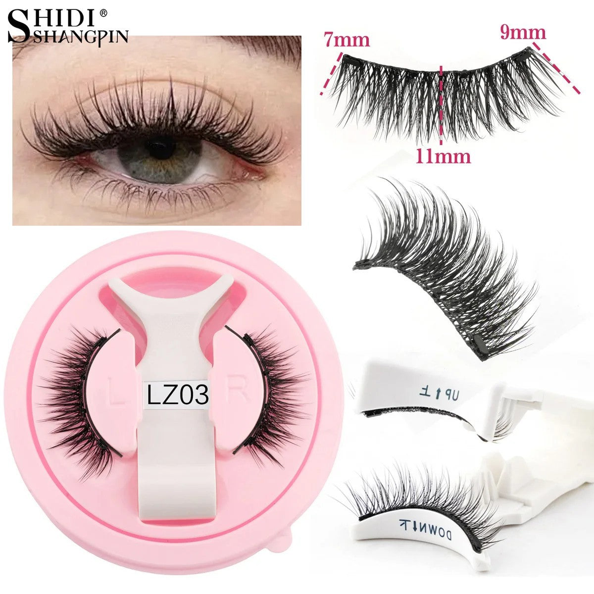 Magnetic False Eyelashes with Applicator Set – Reusable 3D Natural Look