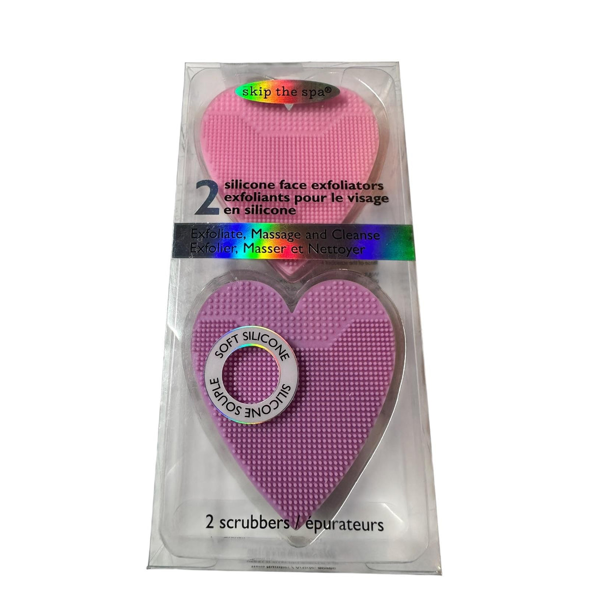 Skip The Spa Silicone Face Exfoliators Heart Shaped Scrubbers 2-Pack