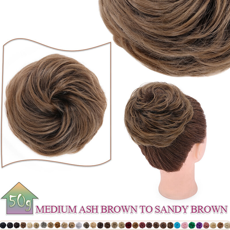 Curly Messy Bun Hair Extension Scrunchie Natural Updo Thick Human Hair