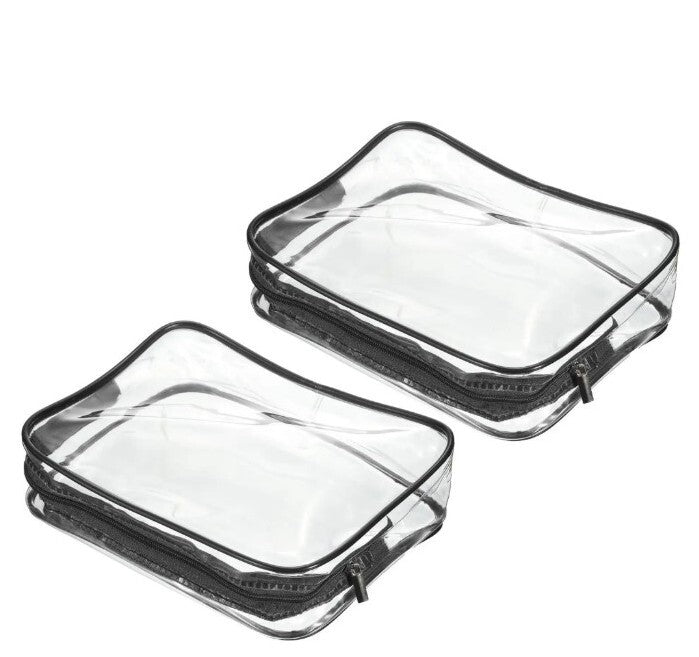 Clear PVC Toiletry & Makeup Bag Set with Smiley Faces - Travel Organizer