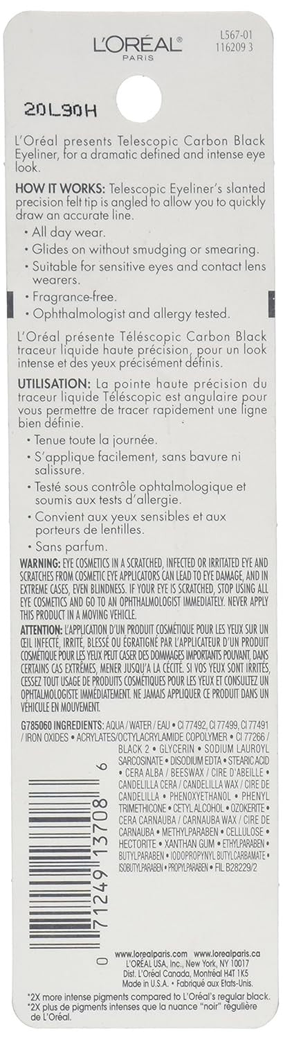 Liquid Eyeliner Pen - Carbon Black, Precise Felt Tip, Smudge-Proof, Long-Lasting 0.08 Oz