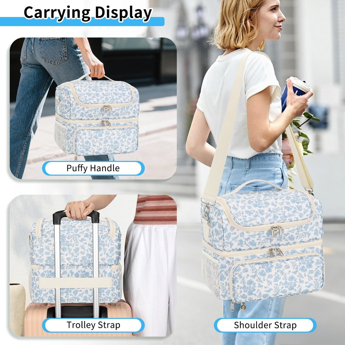 48-Bottle Nail Polish Organizer Bag Double-Layer Travel Case with Handle