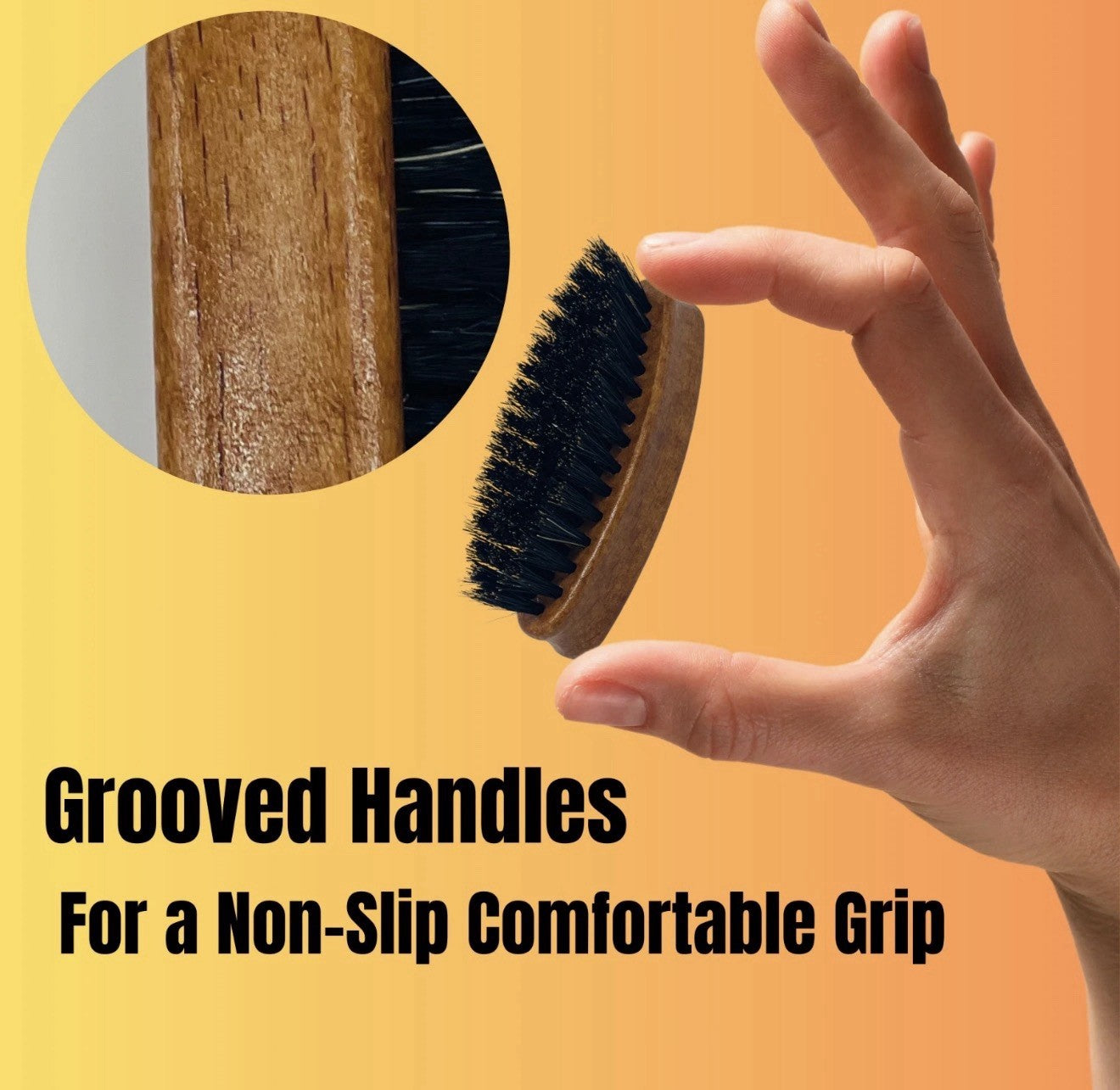 Mini Travel Beard Brush with 100% Boar Bristles - Portable Grooming Tool