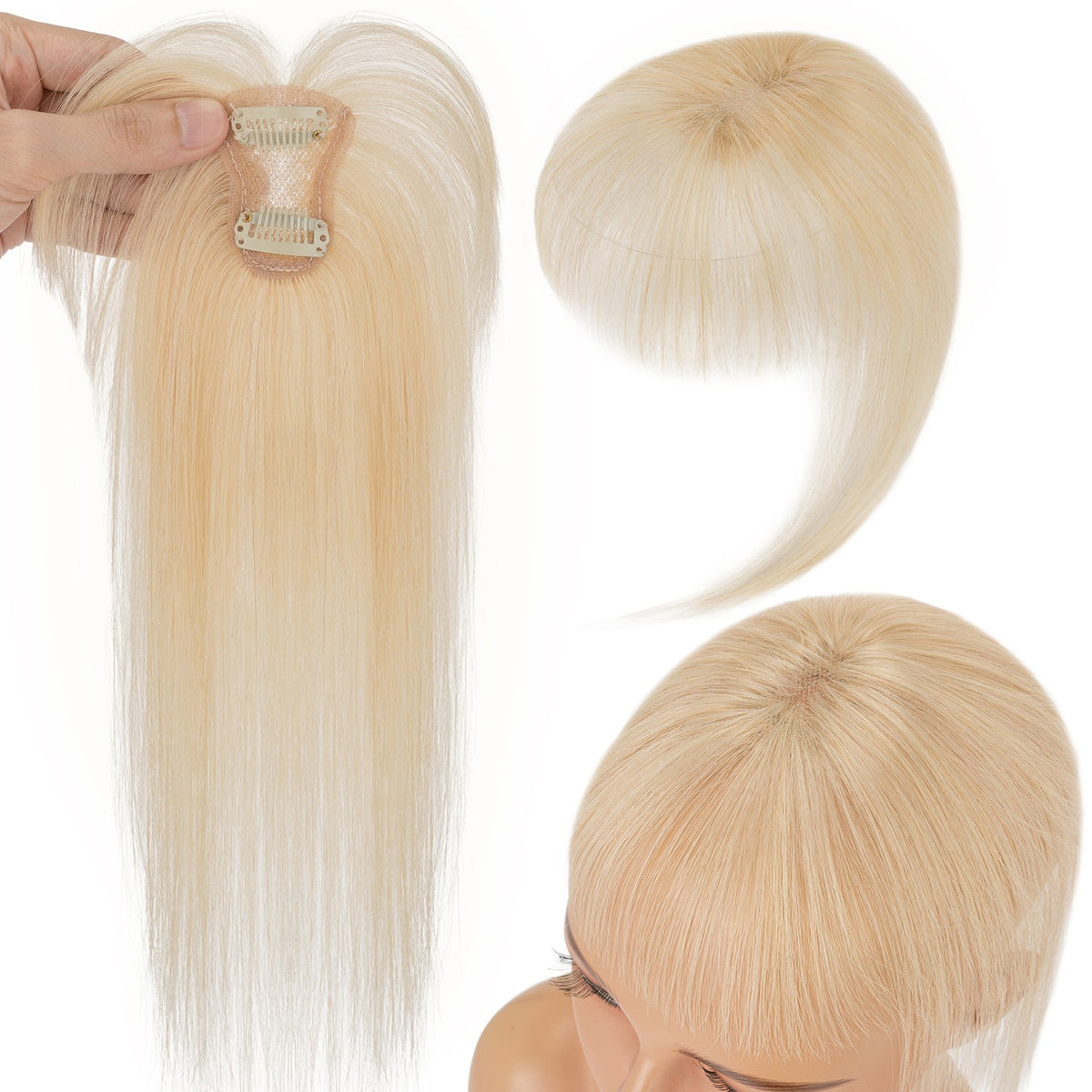 Clip-In Human Hair Bangs Extension with Wispy & French Styles - Natural & Dark Brown