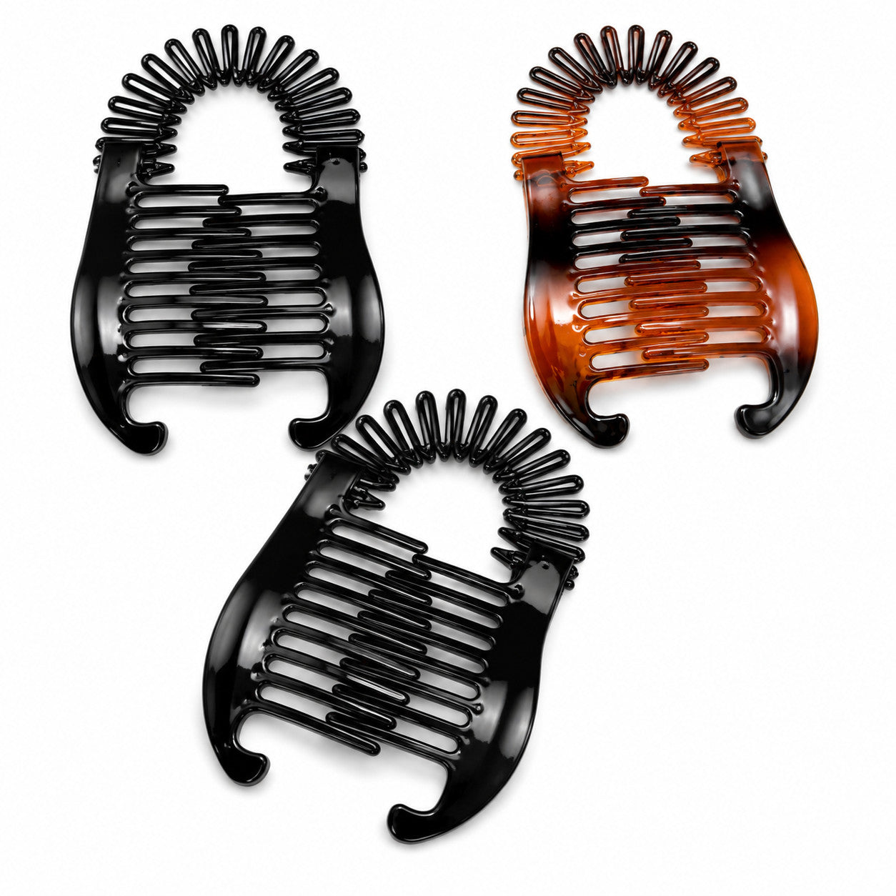 Women’s Colorful Elongated Plastic Banana Clips Hair Comb Set - 3 Pack