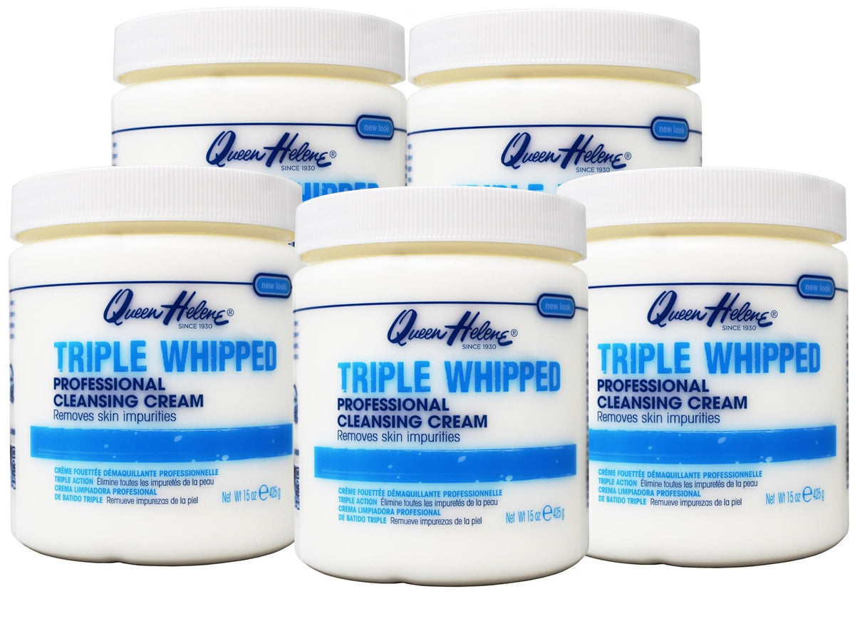 Queen Helene Cleansing Cream Triple Whipped - Skin Impurity Remover 15 Oz - Pack of 5
