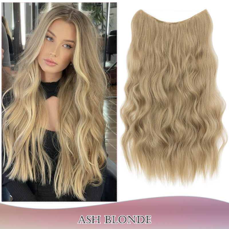 Invisible Wire Clip-In Hair Extensions with Clips & Replacement Wires - Natural & Wavy, 20/24 Inch