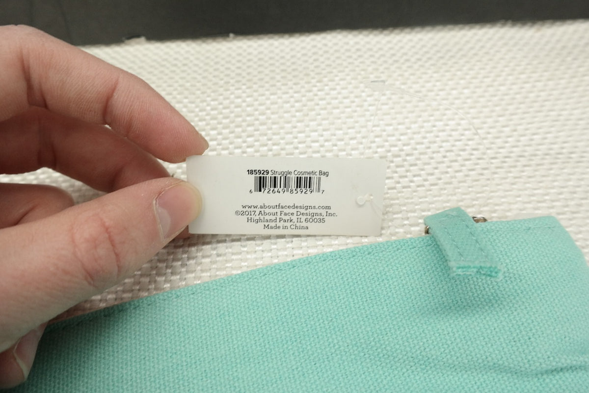The Struggle is Real Cosmetic Bag - Make-up Organizer in Teal, 7.25x10 Inches