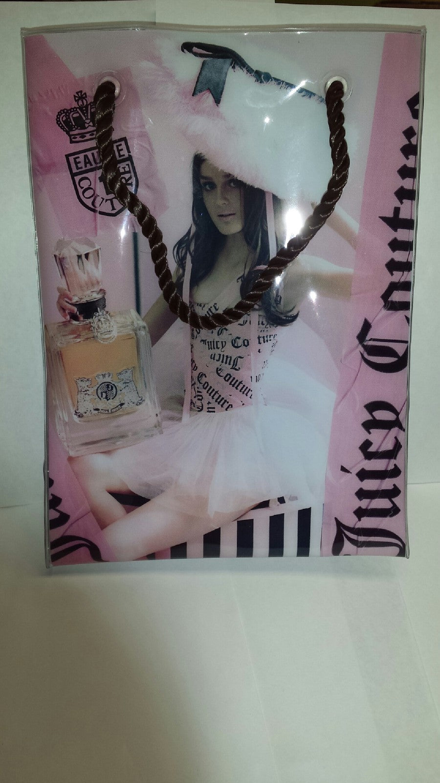 Pink Clear Plastic Gift Tote Bag with Rope Handles for Promotions 8x10