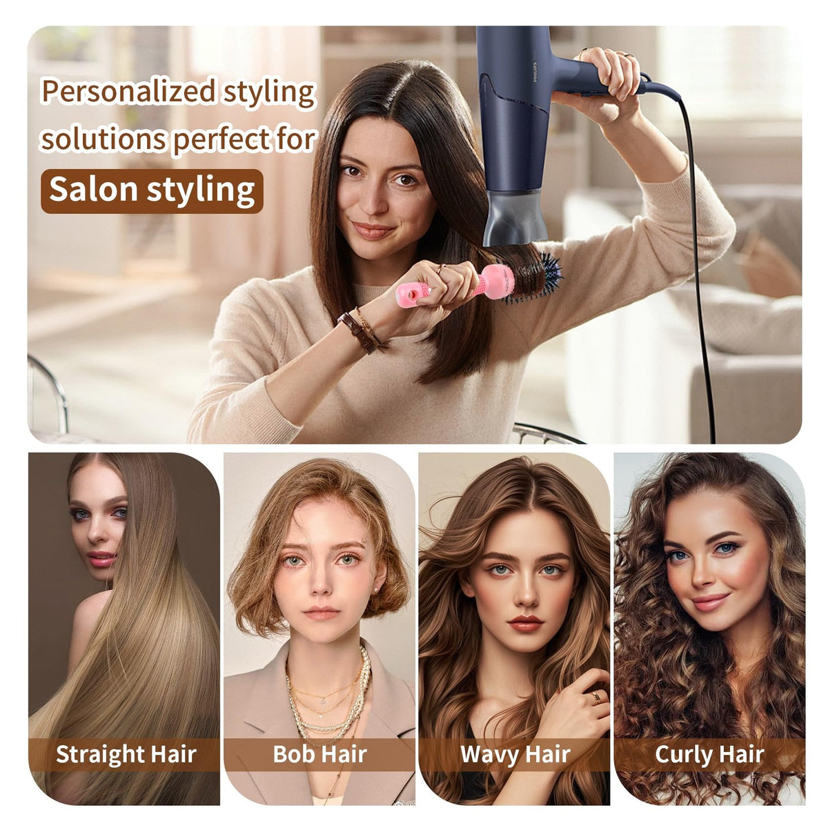 Round Hair Brush 43mm 1.7 Inch Ionic Ceramic Blowout Styling Tool