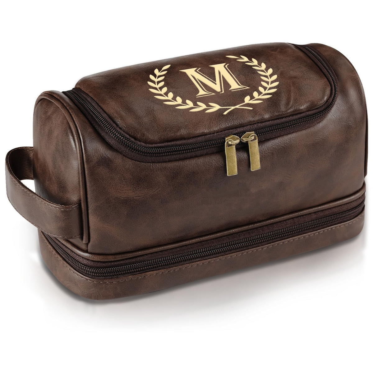 Personalized Leather Toiletry Bag for Men Travel Organizer Gift for Him Dad Husband