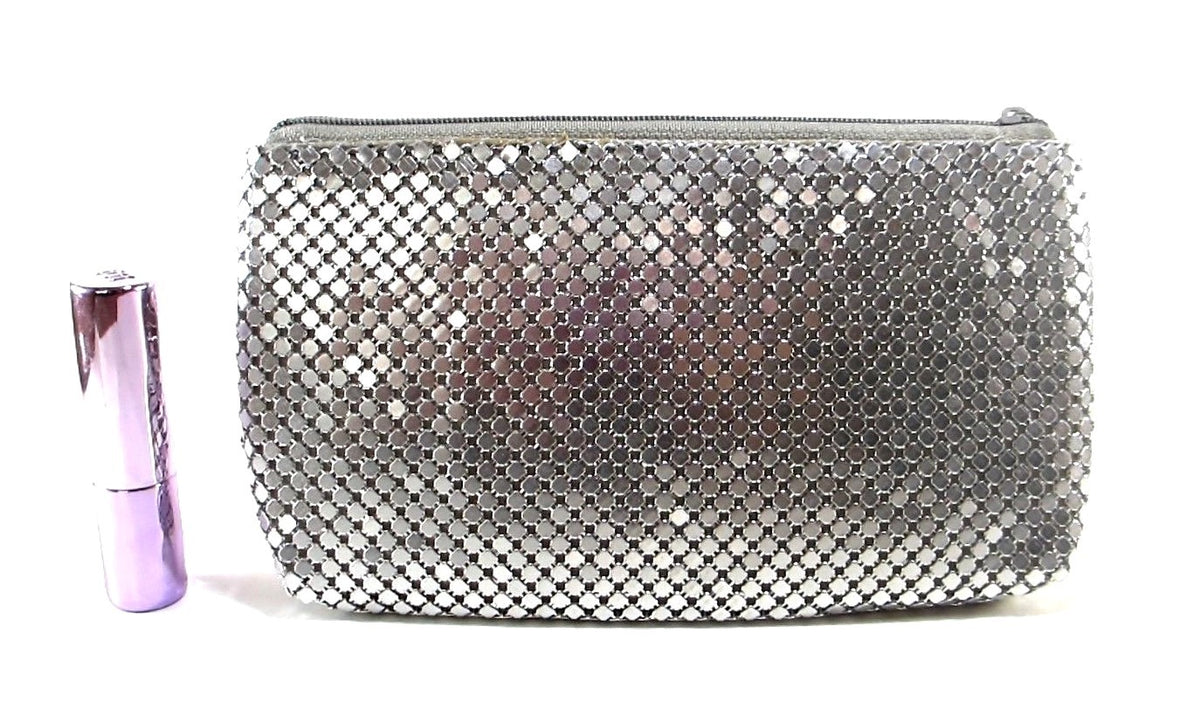 Metal Mesh Cosmetic Bag Travel Makeup Bag with Zipper - Multiple Colors