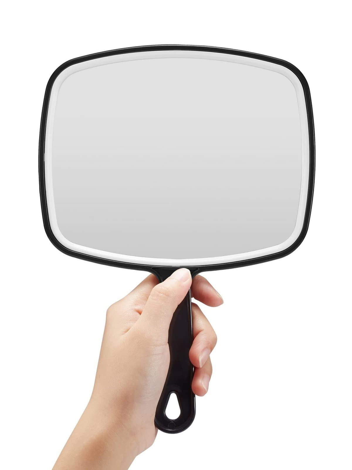 Handheld Mirror with Handle - 6.6 x 9.2 Inches Black Classic Glass