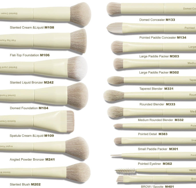 18-Piece Makeup Brush Set with Labeled Handles - Face & Eye Brushes