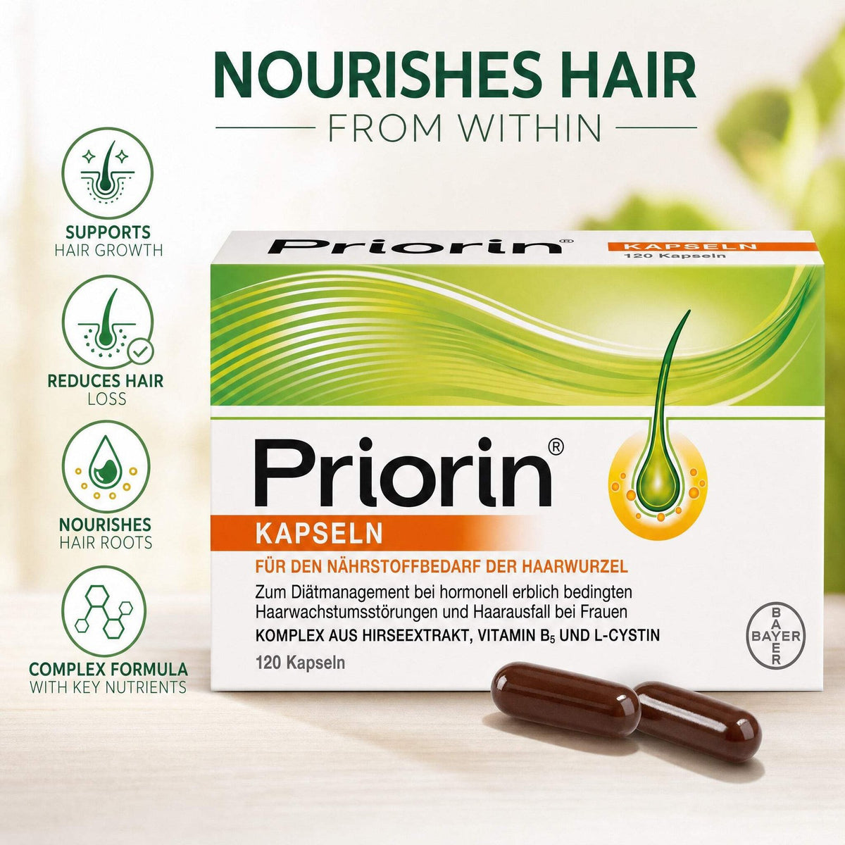 Hair Nutrition Support Capsules - 120 Count, Supports Hair Health