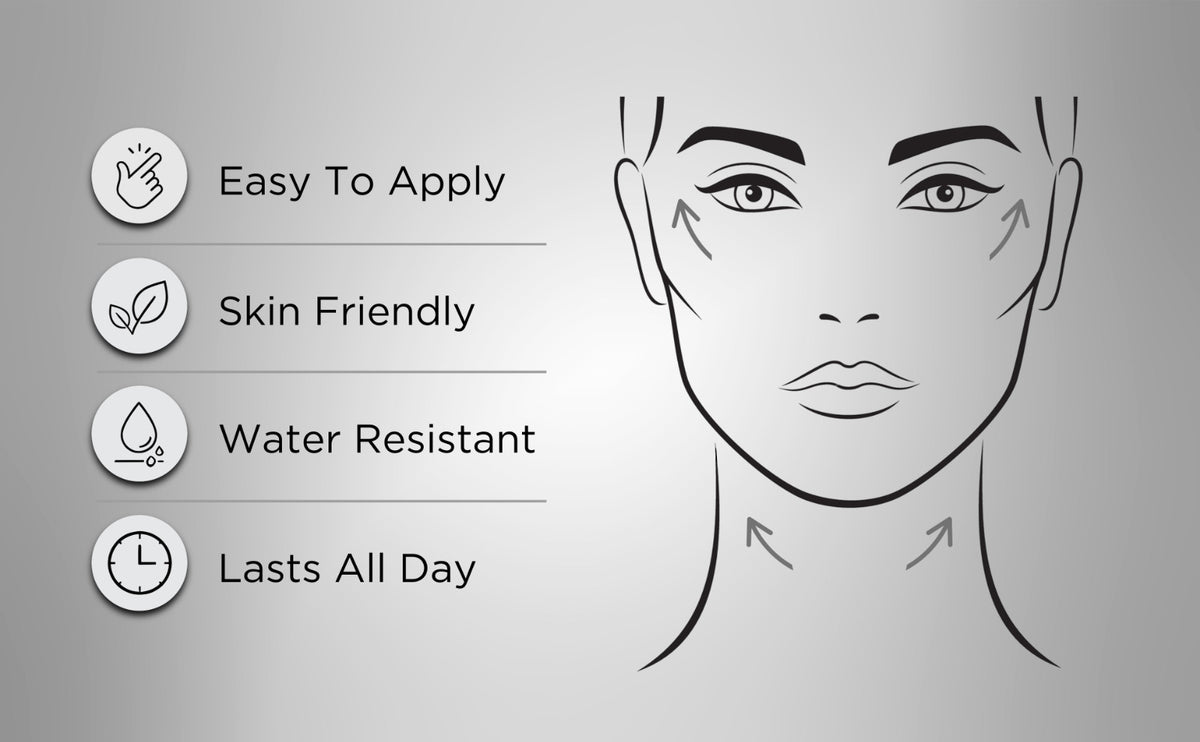 Instant Face, Neck & Eye Lift Tape & Bands for Sagging Skin - Dark Hair Version