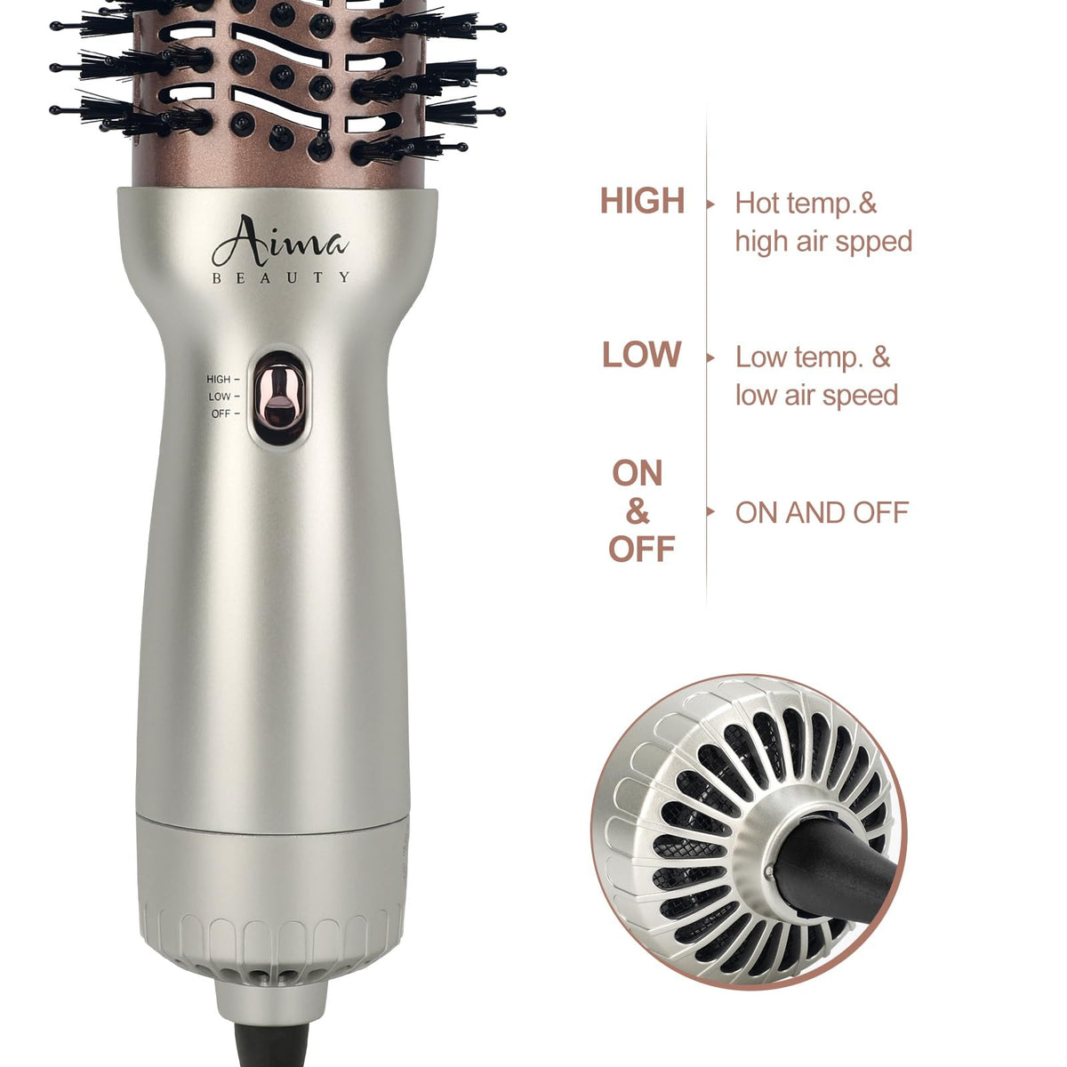 Aima Beauty 4 in 1 Travel Hot Air Brush Dual Voltage Blowout Oval