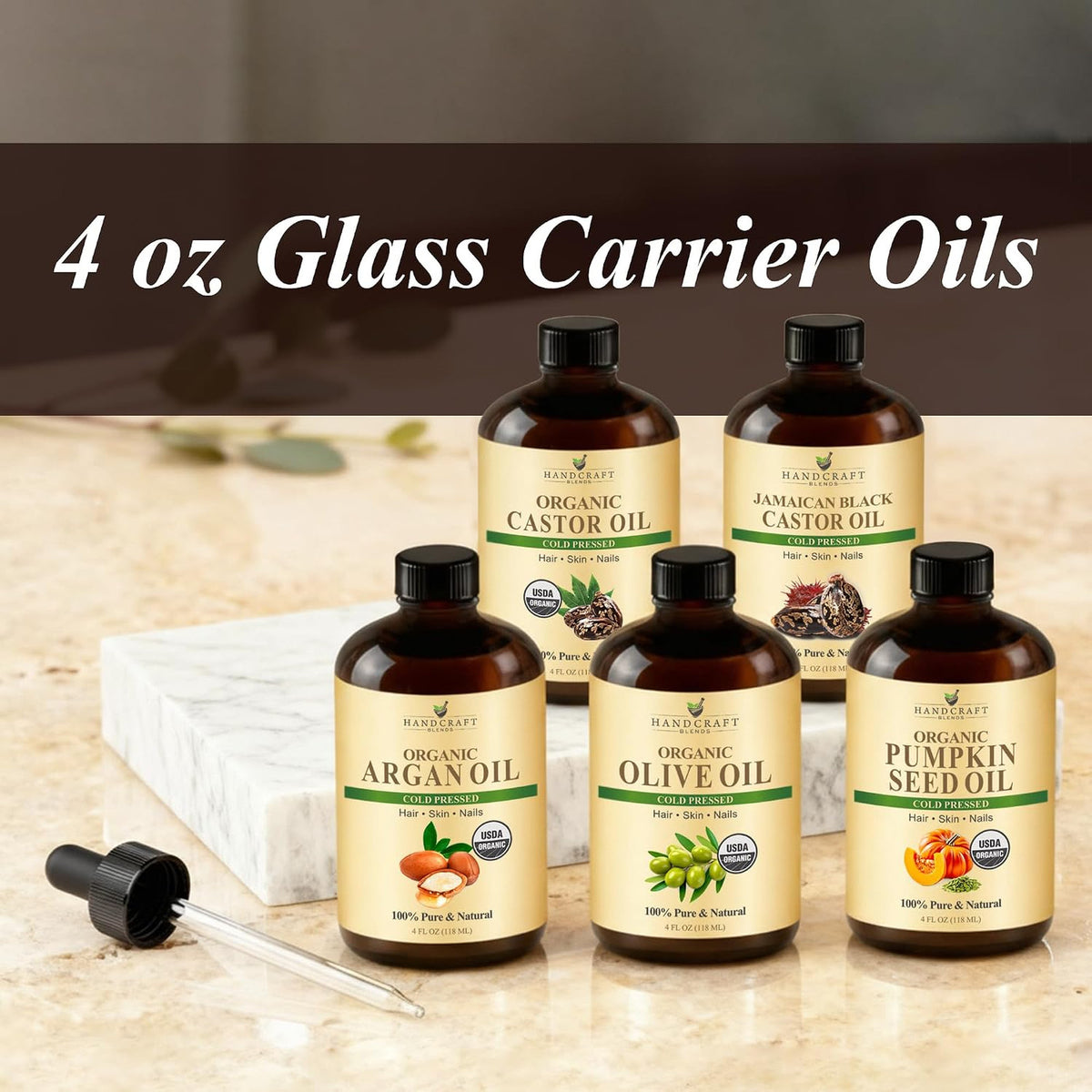 Glass Oil Dropper for 4 oz Bottles with Plastic Protector