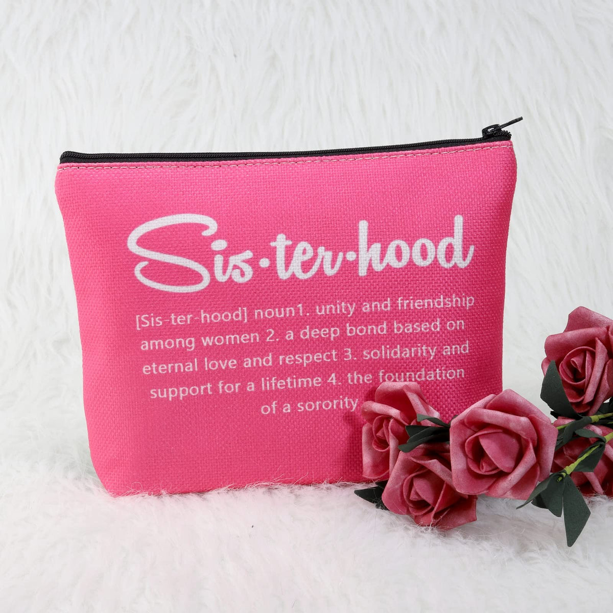 Sorority Graduation Cosmetic Bag Pink and Green Travel Organizer Gift