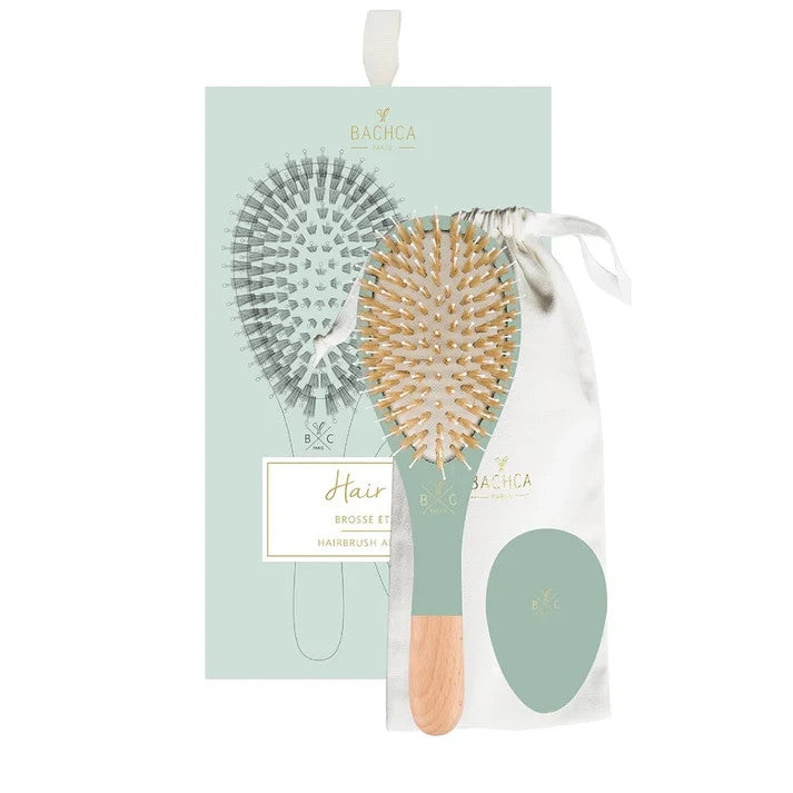 Green Hair Care Kit with Detangling Brush and Mirror - 3 Piece Set