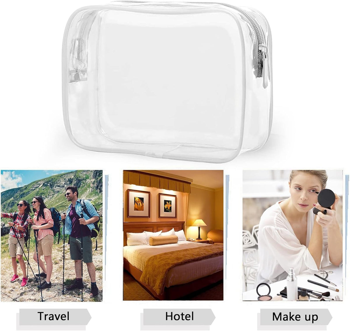 Clear Waterproof Cosmetic Bags Set - 20 Pack Travel Toiletry Organizer