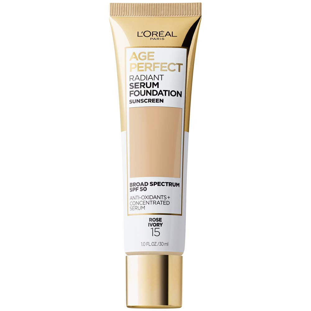 Radiant Serum Foundation with SPF 50 - Rose Ivory, Lightweight Cover for Mature Skin