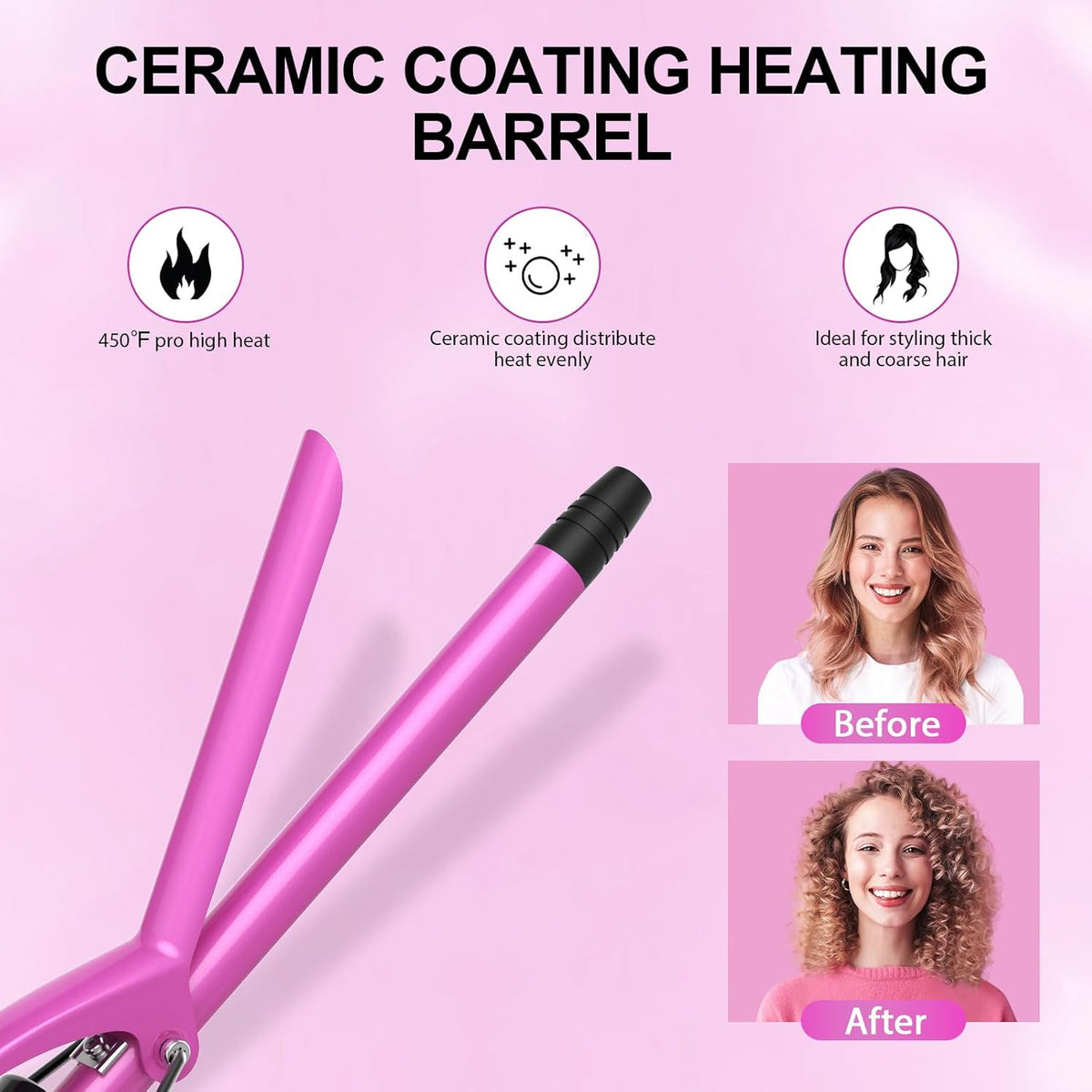 1/2 Inch Ceramic Curling Iron Wand - Small Travel-Size Hair Curler with Adjustable Temperature