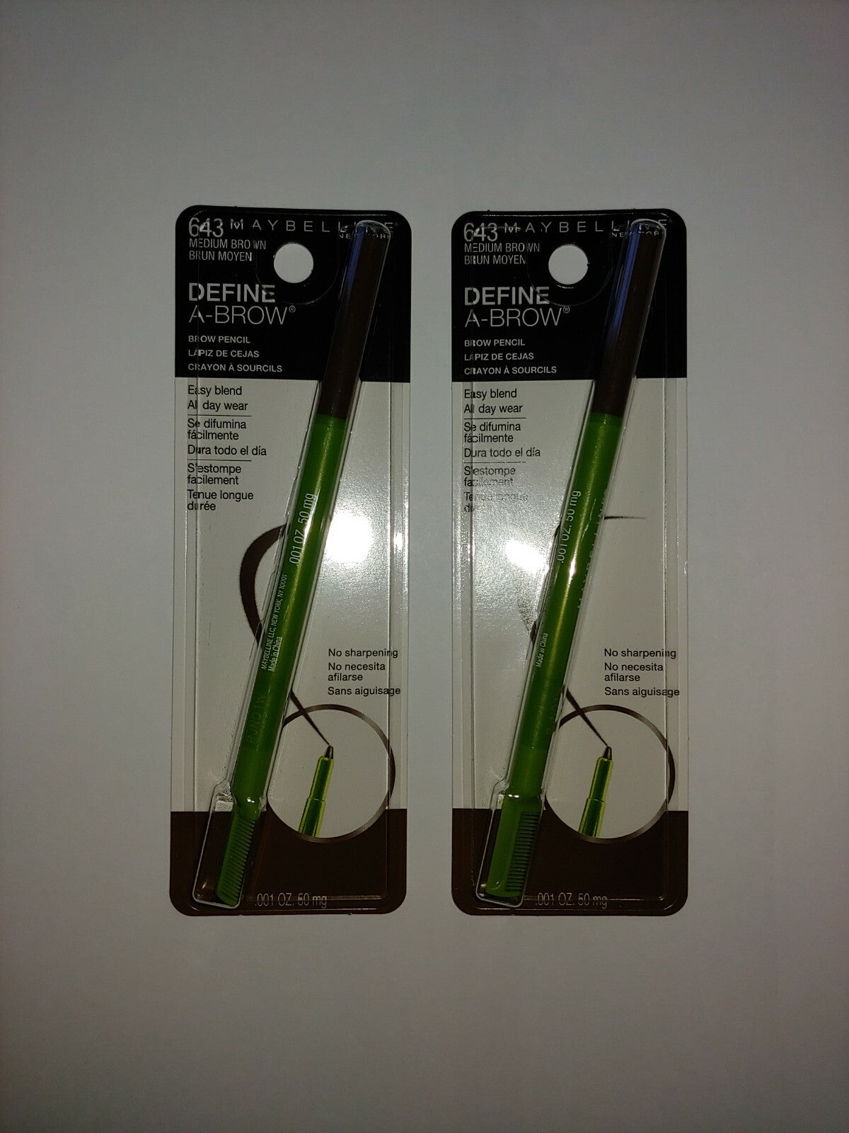 Eyebrow Pencil Set - Define & Groom with Medium Brown Color, 2 Pack