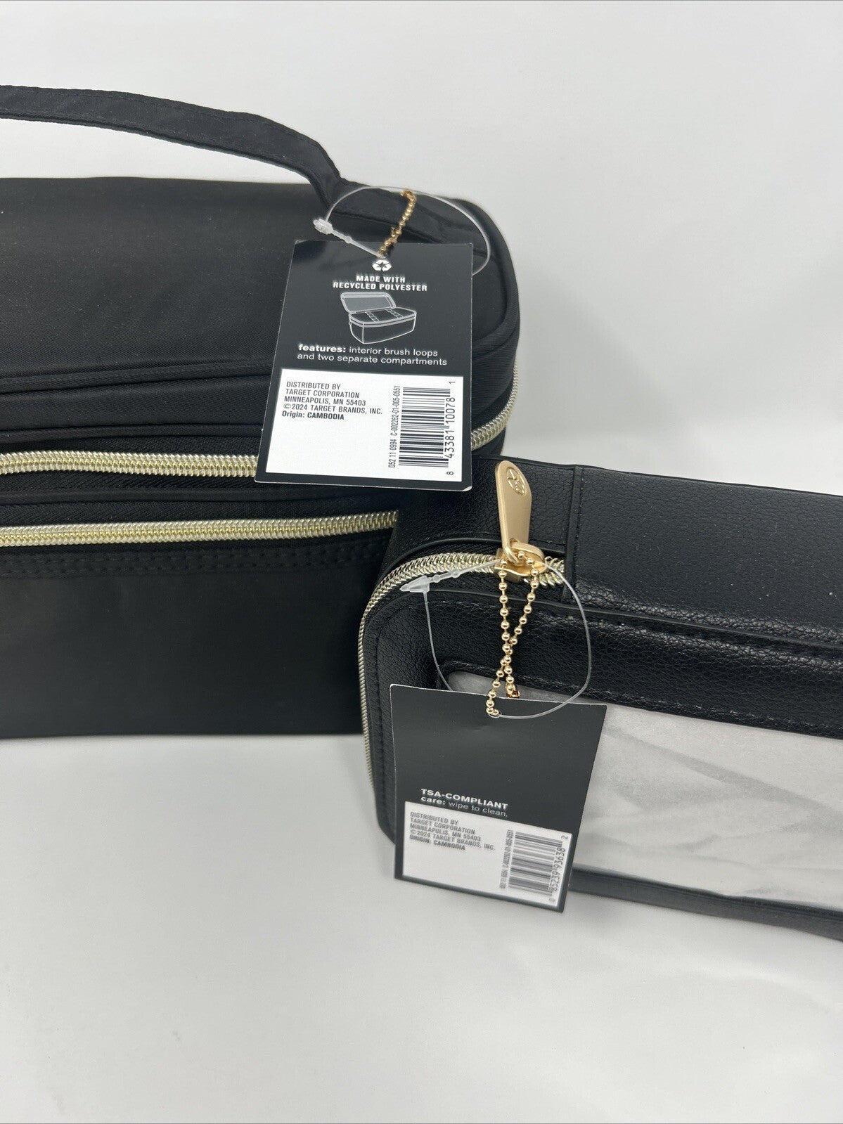 Double Zipper Makeup Bag Set with Clear Toiletry Bag for Travel & Storage