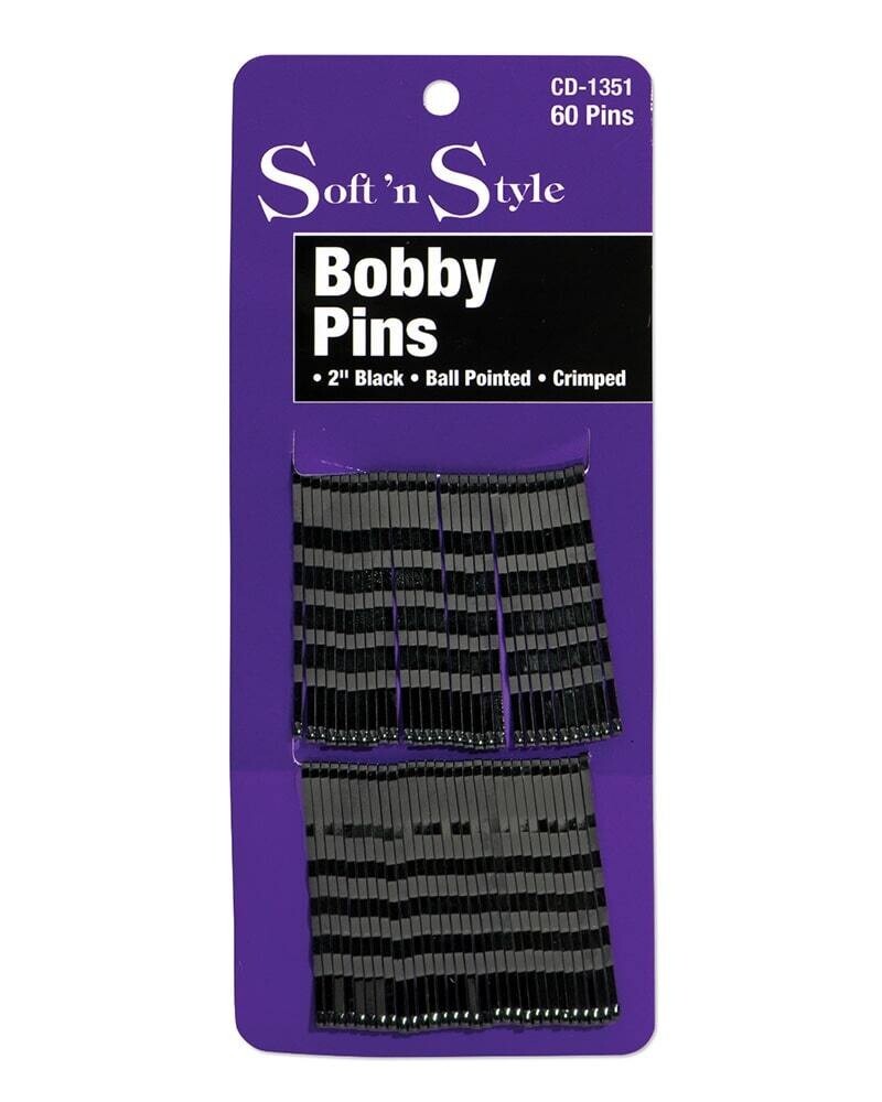 Burmax Soft 'N Style Bobby Pins 2" Black 60/card
