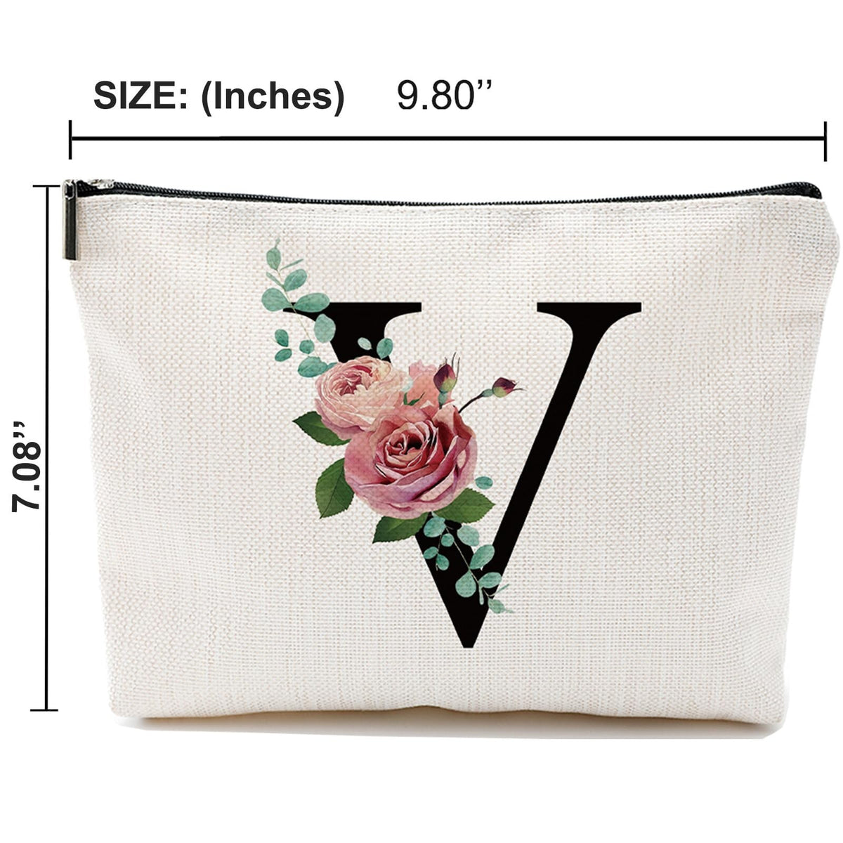 Personalized A-Z Letter Makeup Bag - Monogrammed Cosmetic Travel Organizer