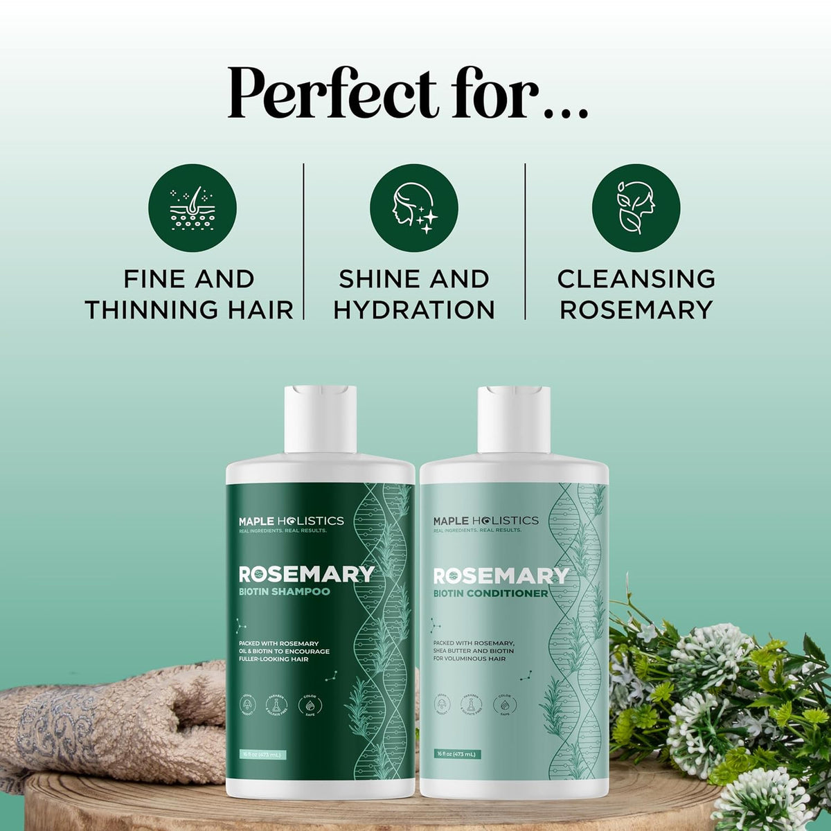 Volumizing Biotin Shampoo and Conditioner Set - Rosemary Tea Tree