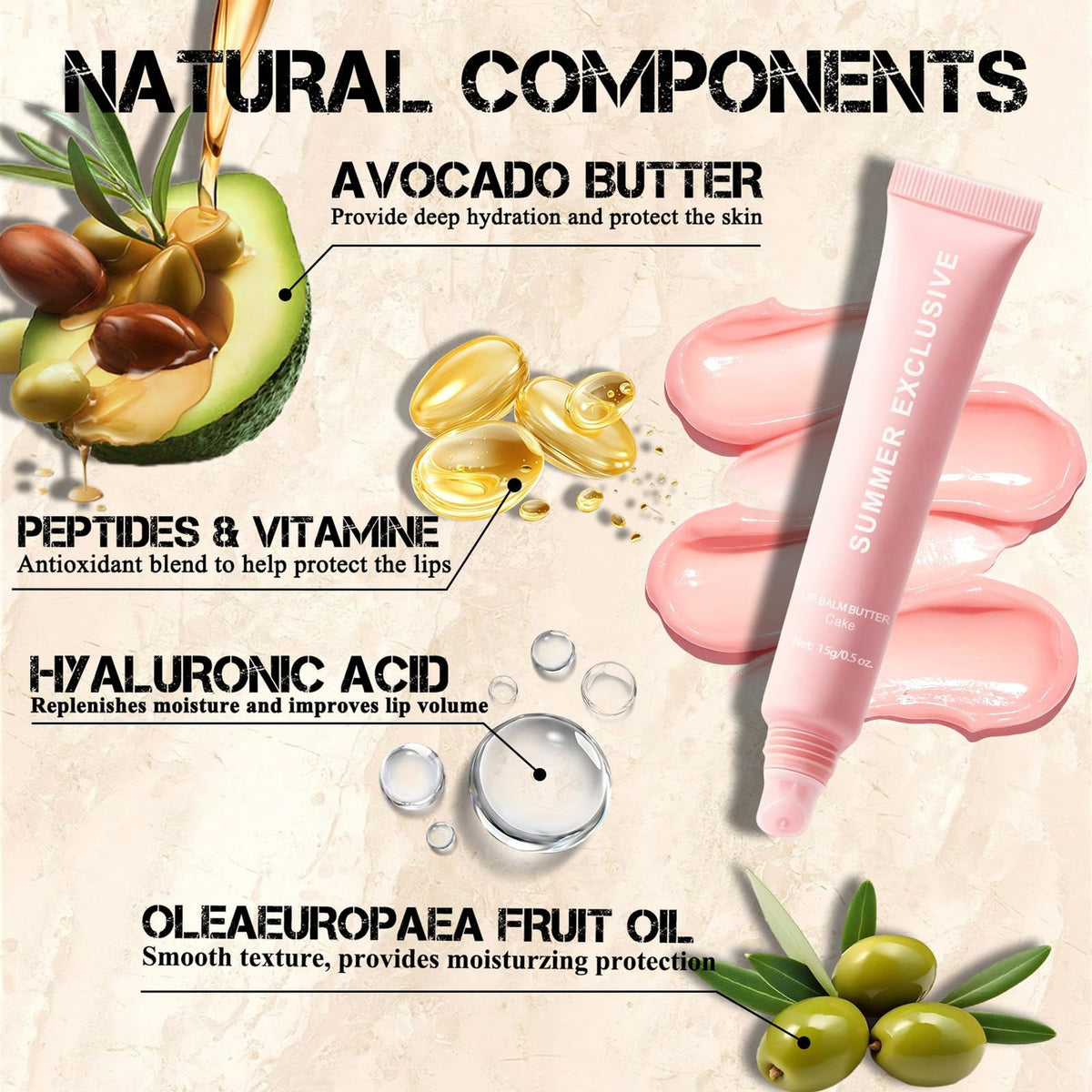 Hydrating Summer Tinted Lip Balm Set with Shea & Olive Oil - Natural Moisturizer