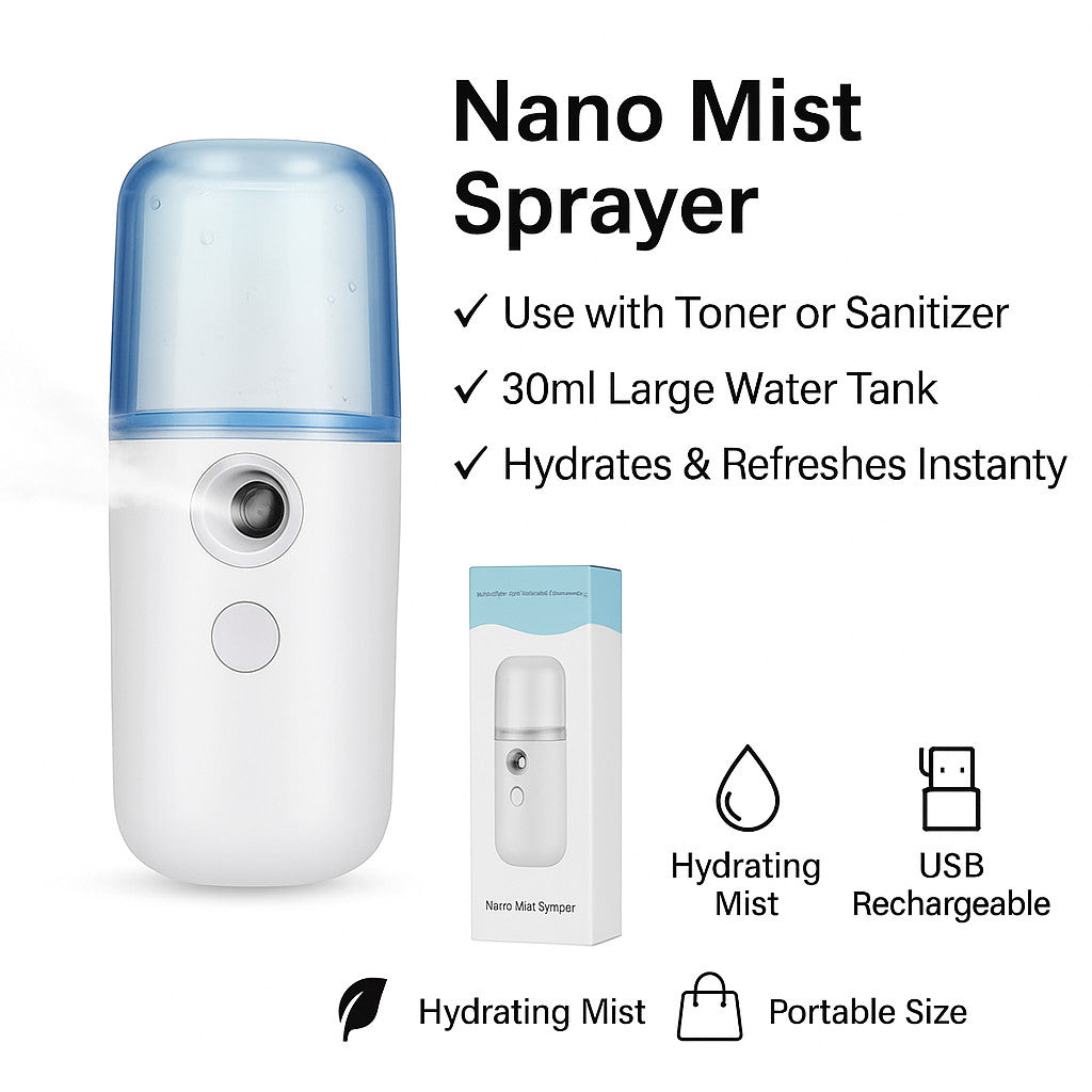 Portable Nano Facial Steamer Mister 30ml USB Rechargeable Humidifier
