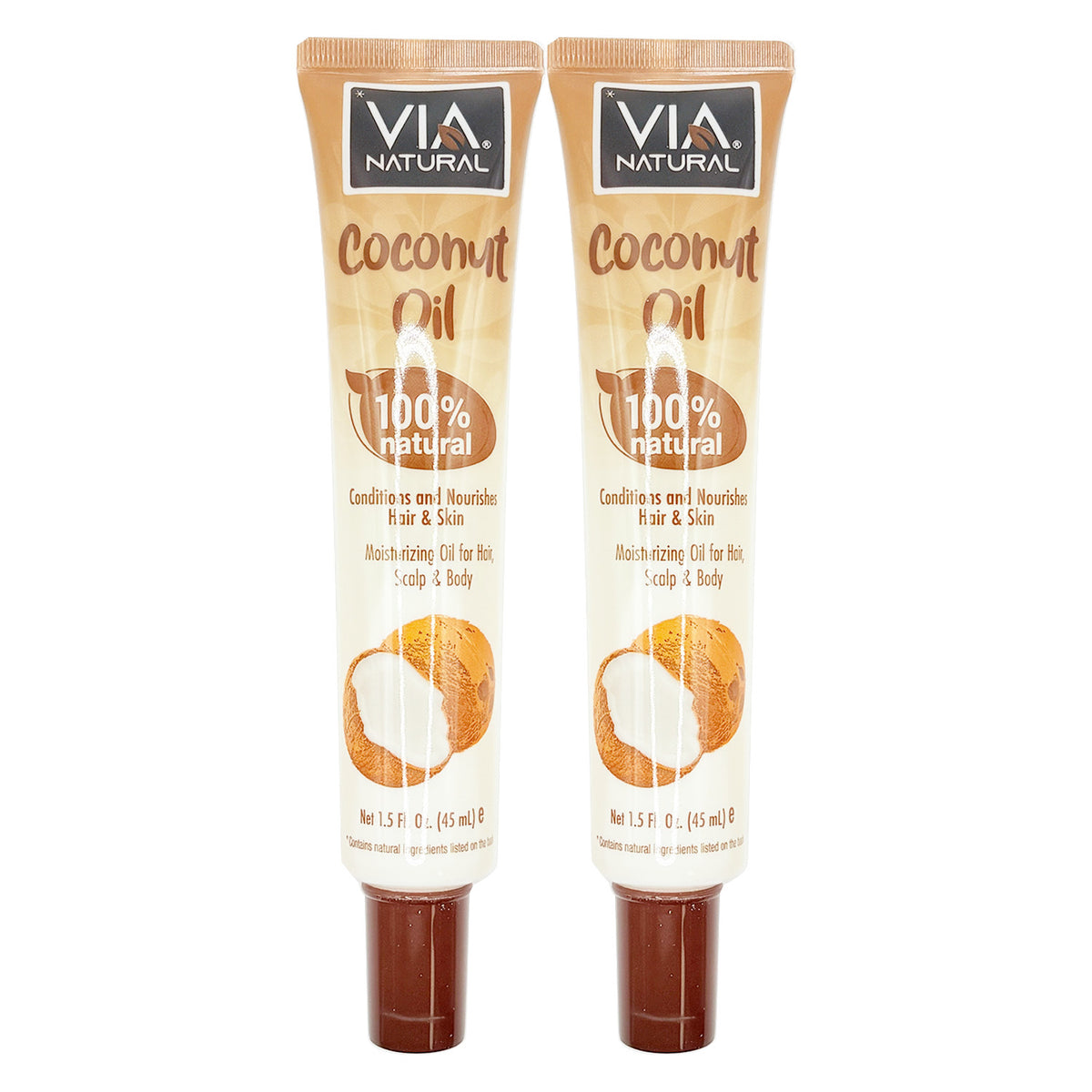 Natural Coconut Oil for Hair & Skin - Moisturizing Body Oil, 1.5oz (Pack of 2, 4, 6)