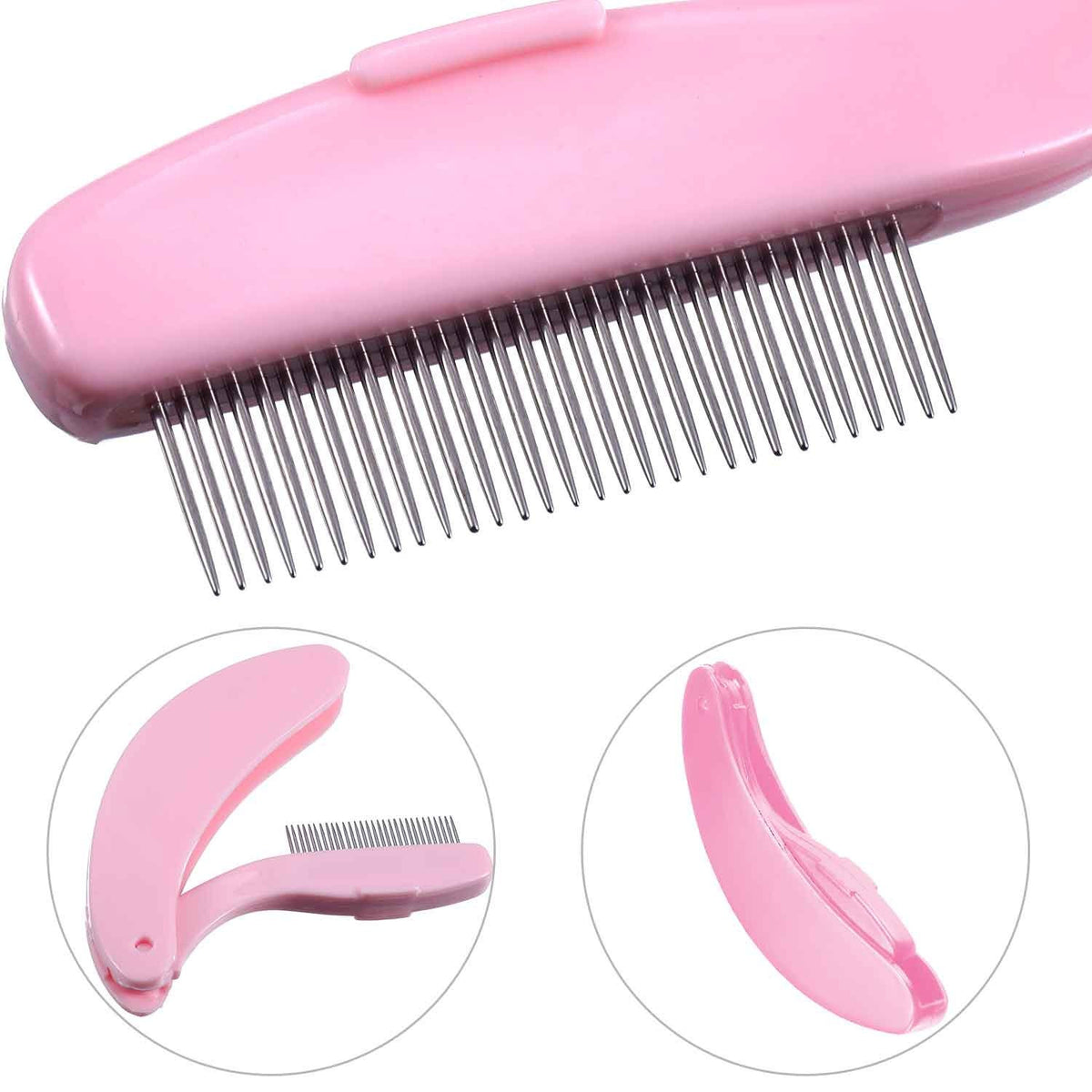 4 Pack Folding Eyelash Comb with Metal Teeth - Eyebrow Separator & Lash Tool