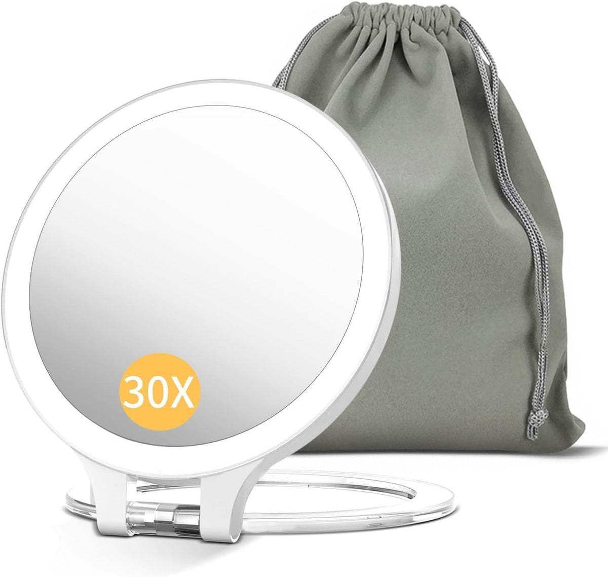 Lighted Double Sided Makeup Vanity Mirror with 30X Magnification and Rechargeable LED Lights