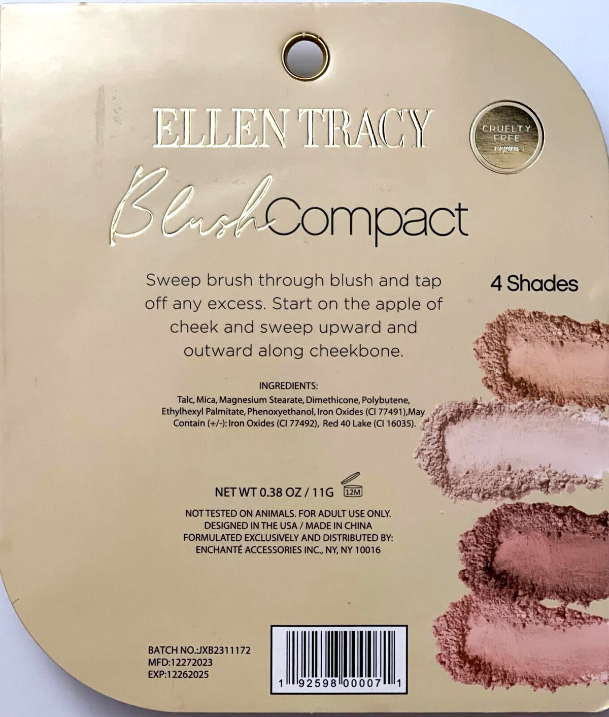 Ellen Tracy Blush Compact Rosy Nudes Buildable Makeup for All Skin Types