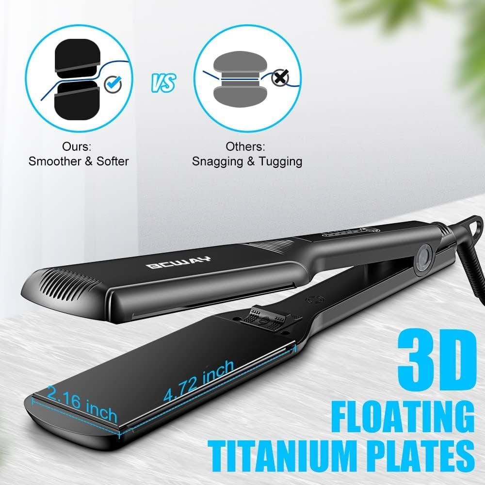 Professional Titanium Hair Straightener with 2.16-Inch Floating Plates