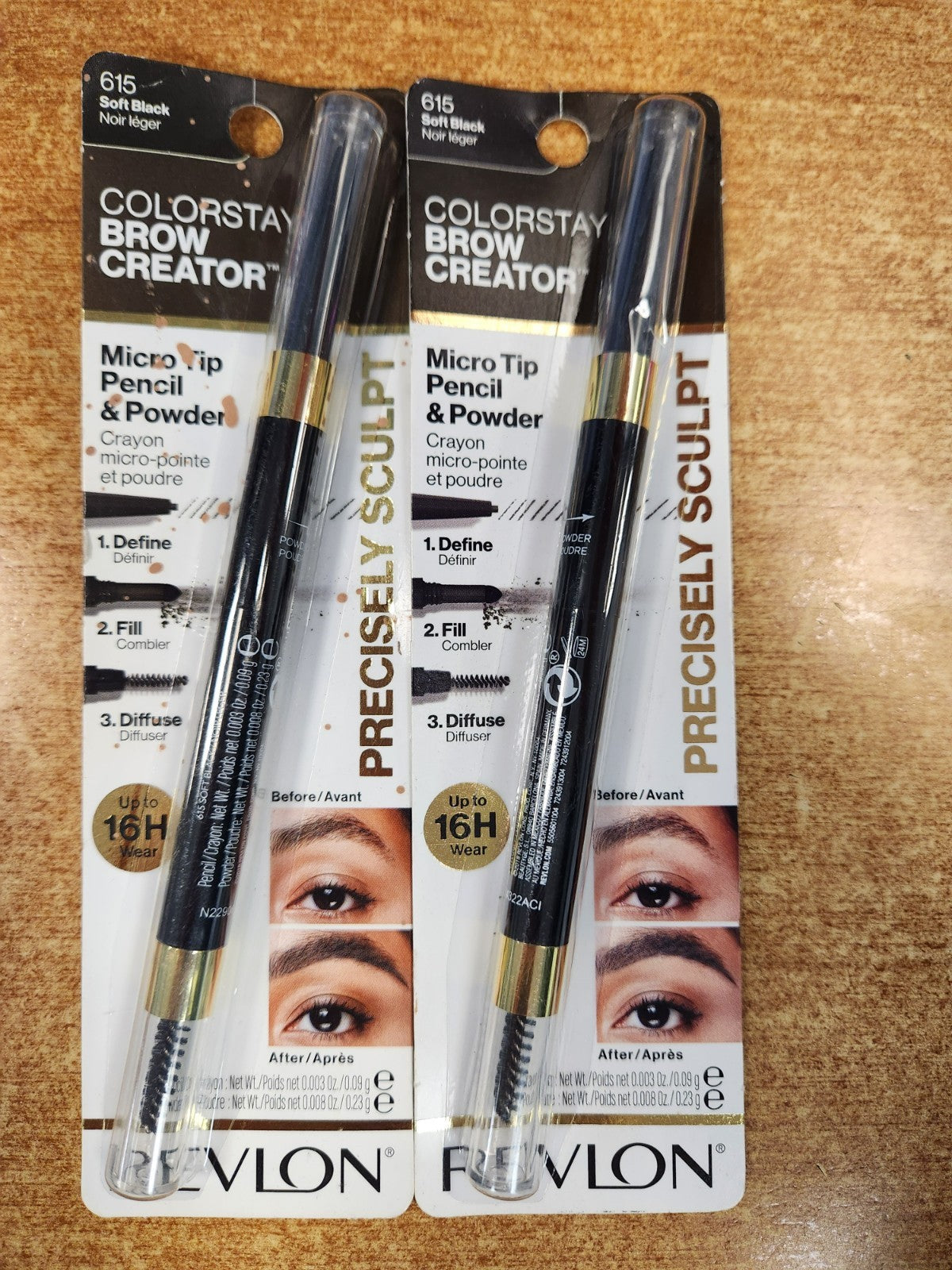 2-Pack Revlon Colorstay Brow Creator Micro Tip Pencil & Powder, Soft Black