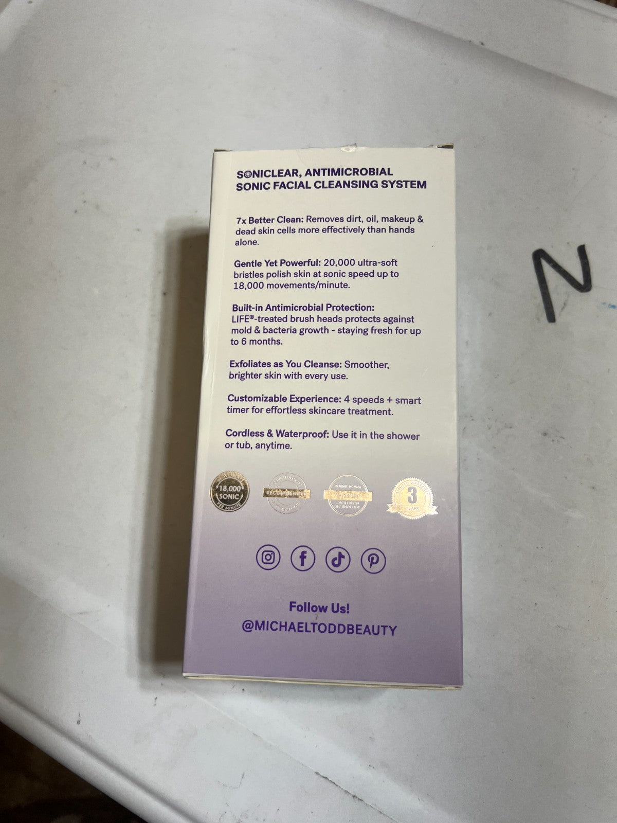 Sonic Skin Cleansing Brush with Antimicrobial White Marble Finish