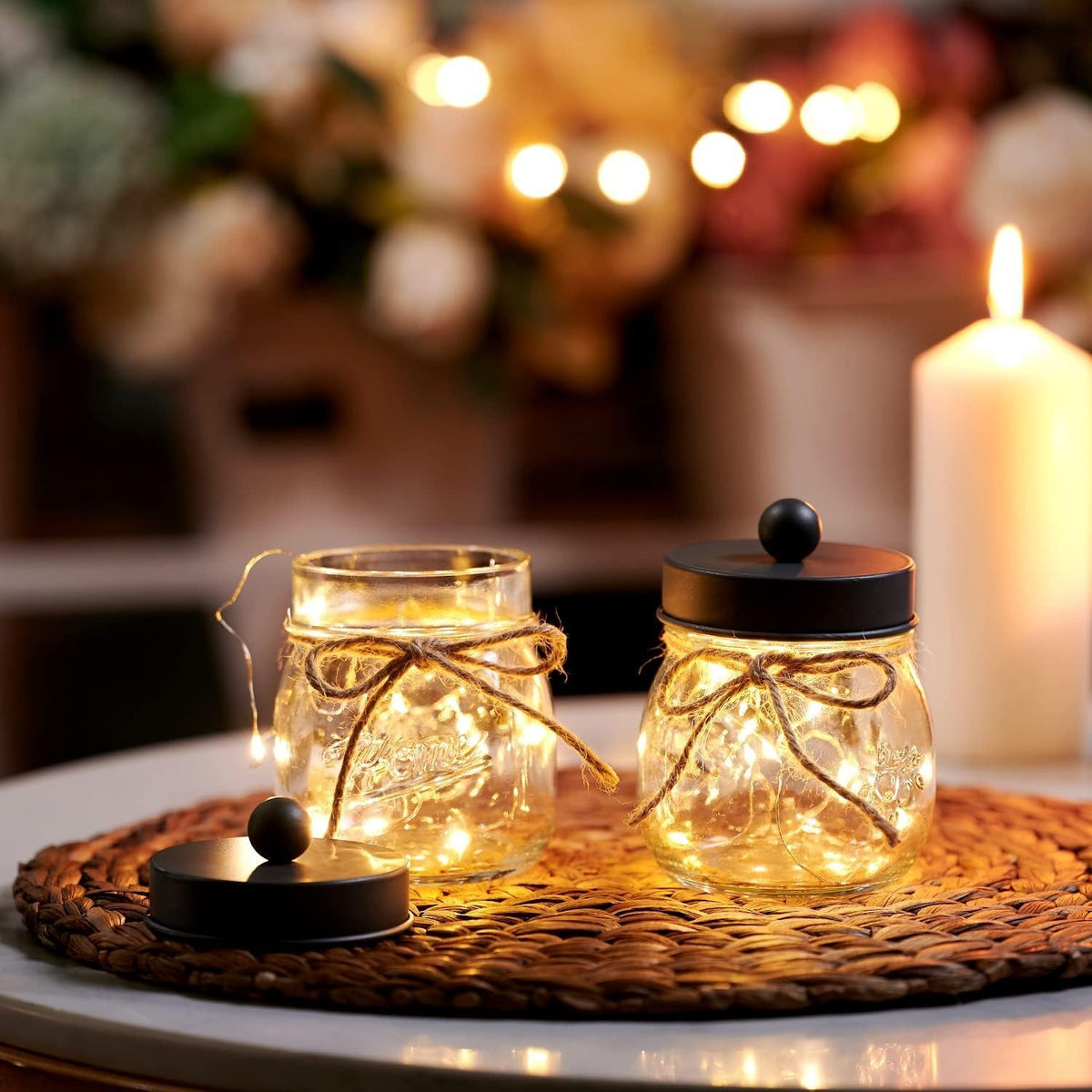 Black Glass Bathroom Jar Set - 3-Piece Organizing Container Set for Essentials